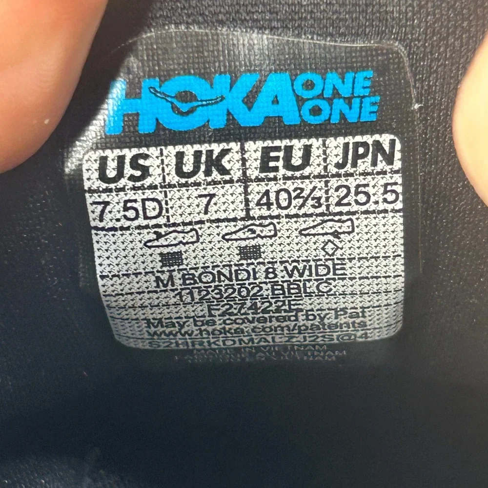 Hoka Bondi 8 Wide Mens Size 7.5 Black Running Shoes Cushioned Walking Sneaker